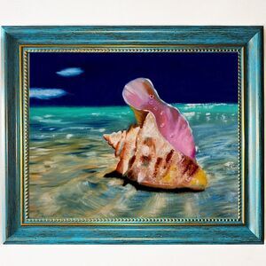 Seashell Painting Nautical Art Miami Beach Ocean Original Oil Painting 11x14